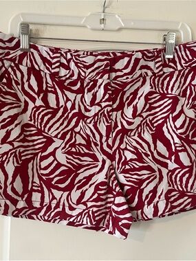 LOFT Dark Red and White Cotton Shorts Women’s Size 10